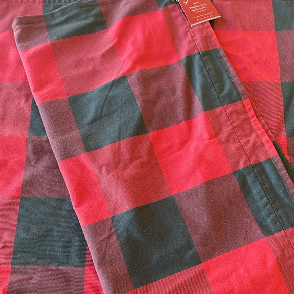 Pottery Barn Bryce Buffalo Check Red/black Bed Set + 4 Euro Pillow Shams KING - Picture 7 of 8